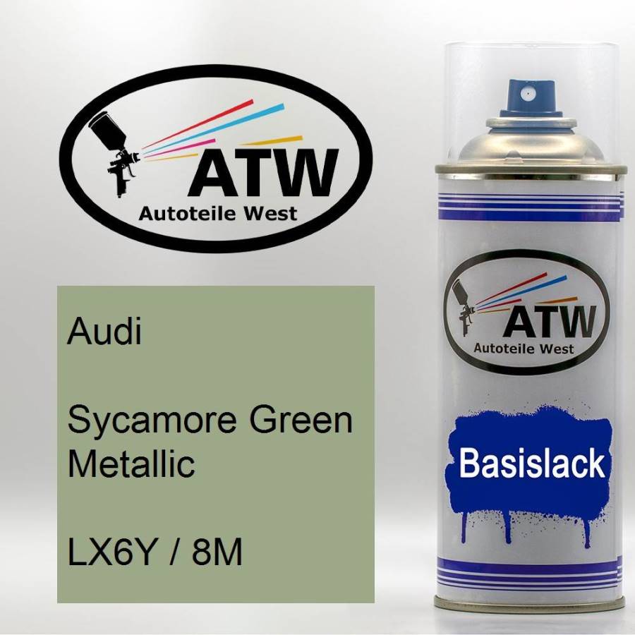 Audi, Sycamore Green Metallic, LX6Y / 8M: 400ml Sprühdose, von ATW Autoteile West.